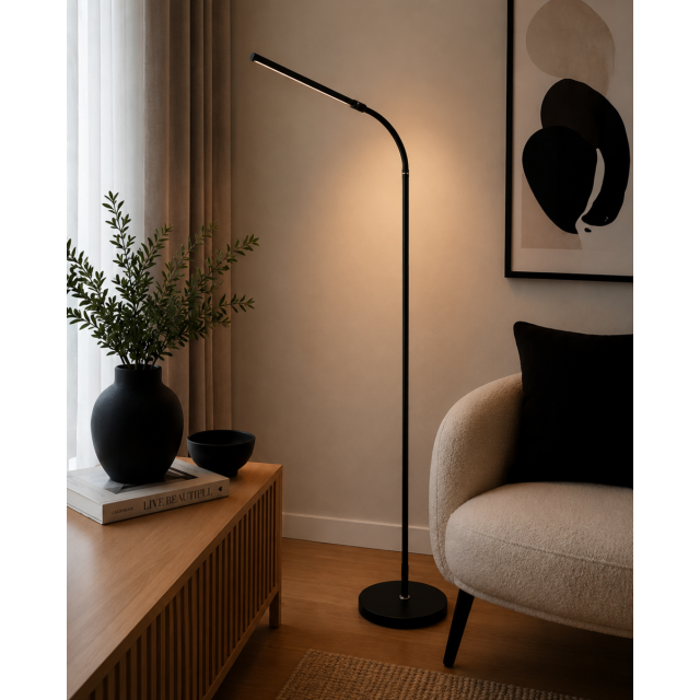 Торшер VALESO SM-0059 BK, чорний, LED фото Торшер VALESO SM-0059 BK, чорний, LED