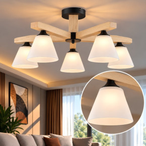 Люстра стельова VALESO B N6596/5 BK+WOOD
