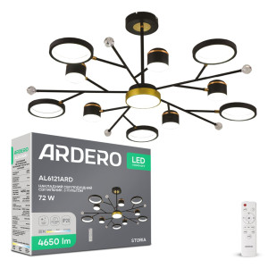 Світлодіодна накладна люстра Ardero AL6121ARD STORIA 72Вт чорний золото