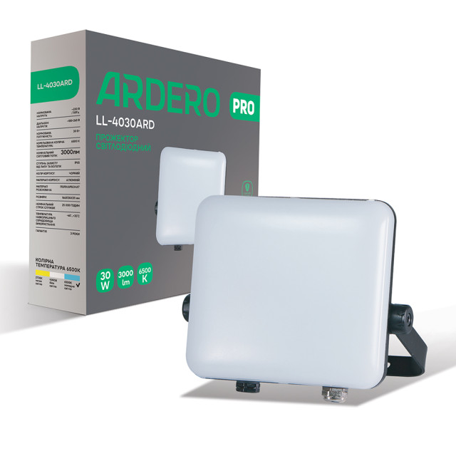 Світлодіодний прожектор Ardero LL-4030ARD PRO 30Вт 6500K чорний