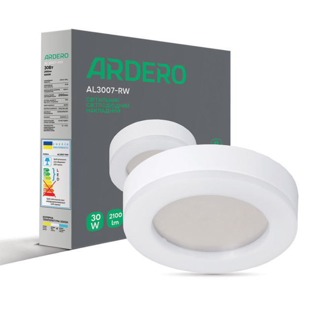Світлодіодний накладний світильник Ardero AL3007-RW 30Вт 5000K білий